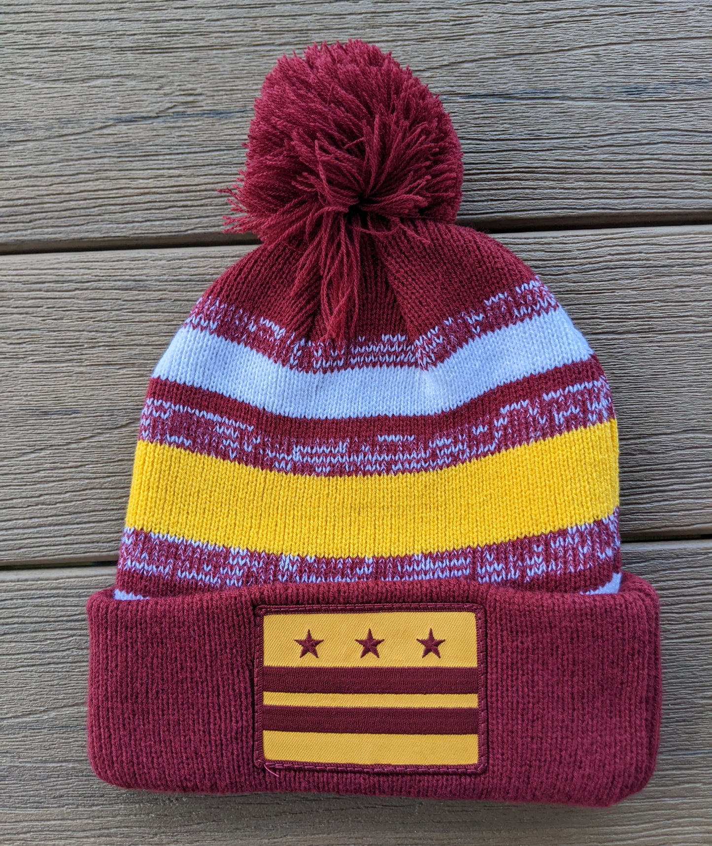 Washington DC Burgundy and Gold Flag Pom Hat