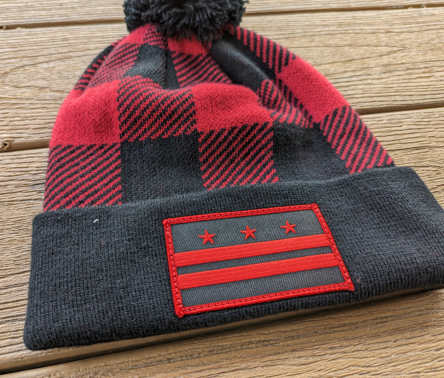 Washington DC Flag Pom Plaid Winter Hat