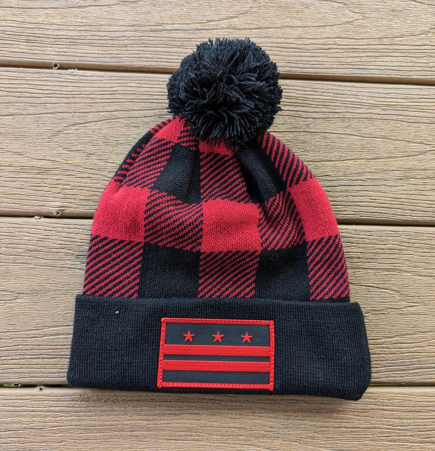 Washington DC Flag Pom Plaid Winter Hat