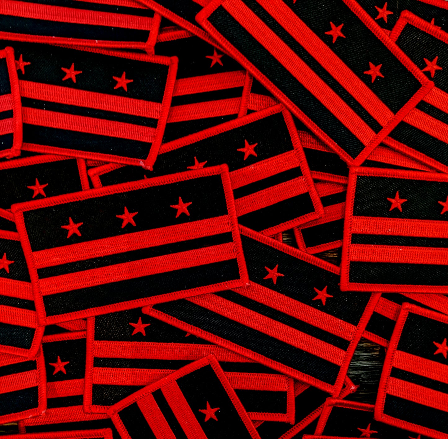 Washington DC Flag Patch Black & Red Version