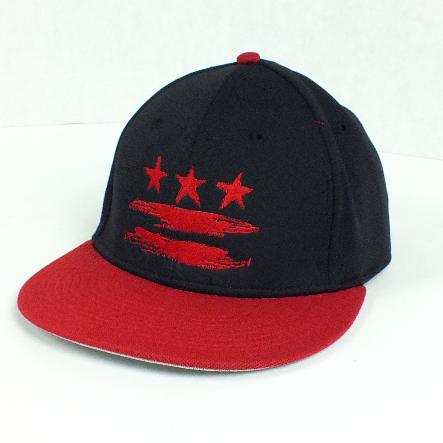 Washington DC Flag Black and Red Fitted Flat Brim Hat