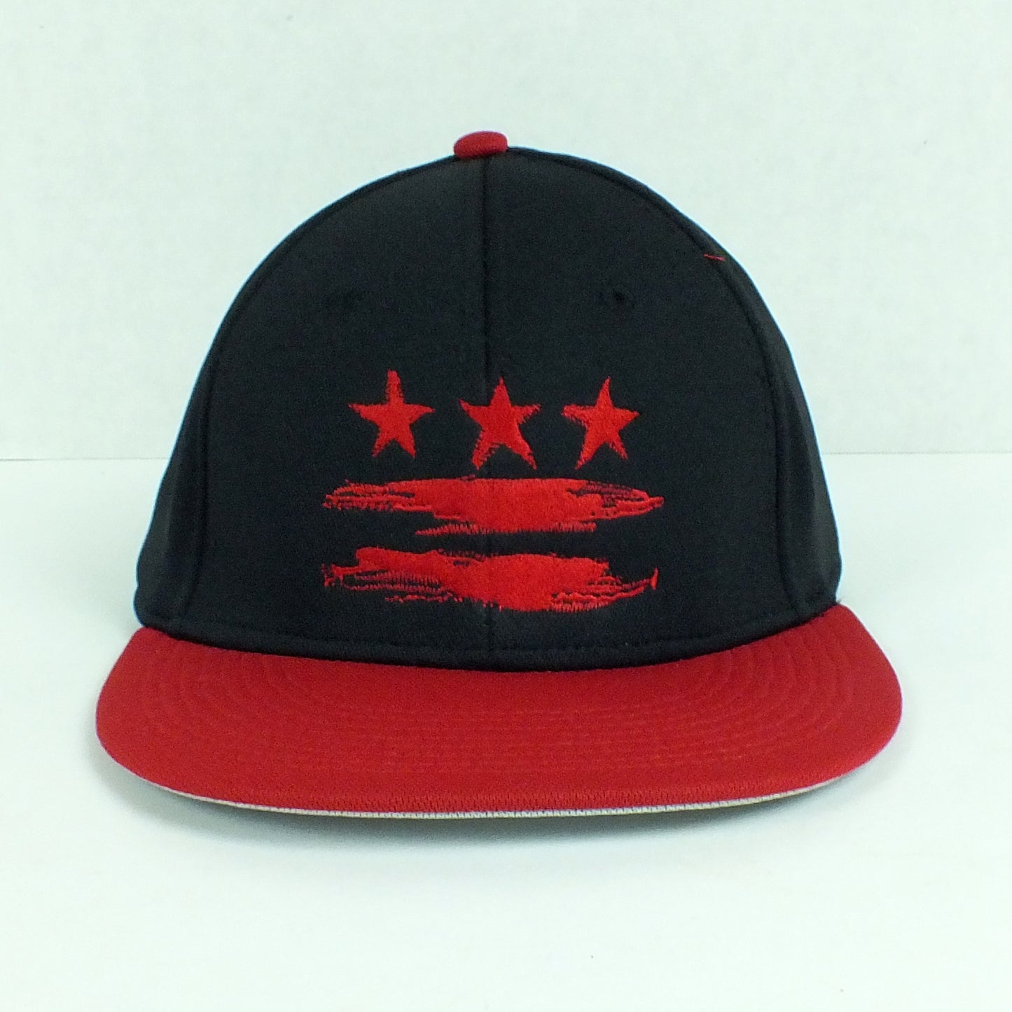 Washington DC Flag Black and Red Fitted Flat Brim Hat