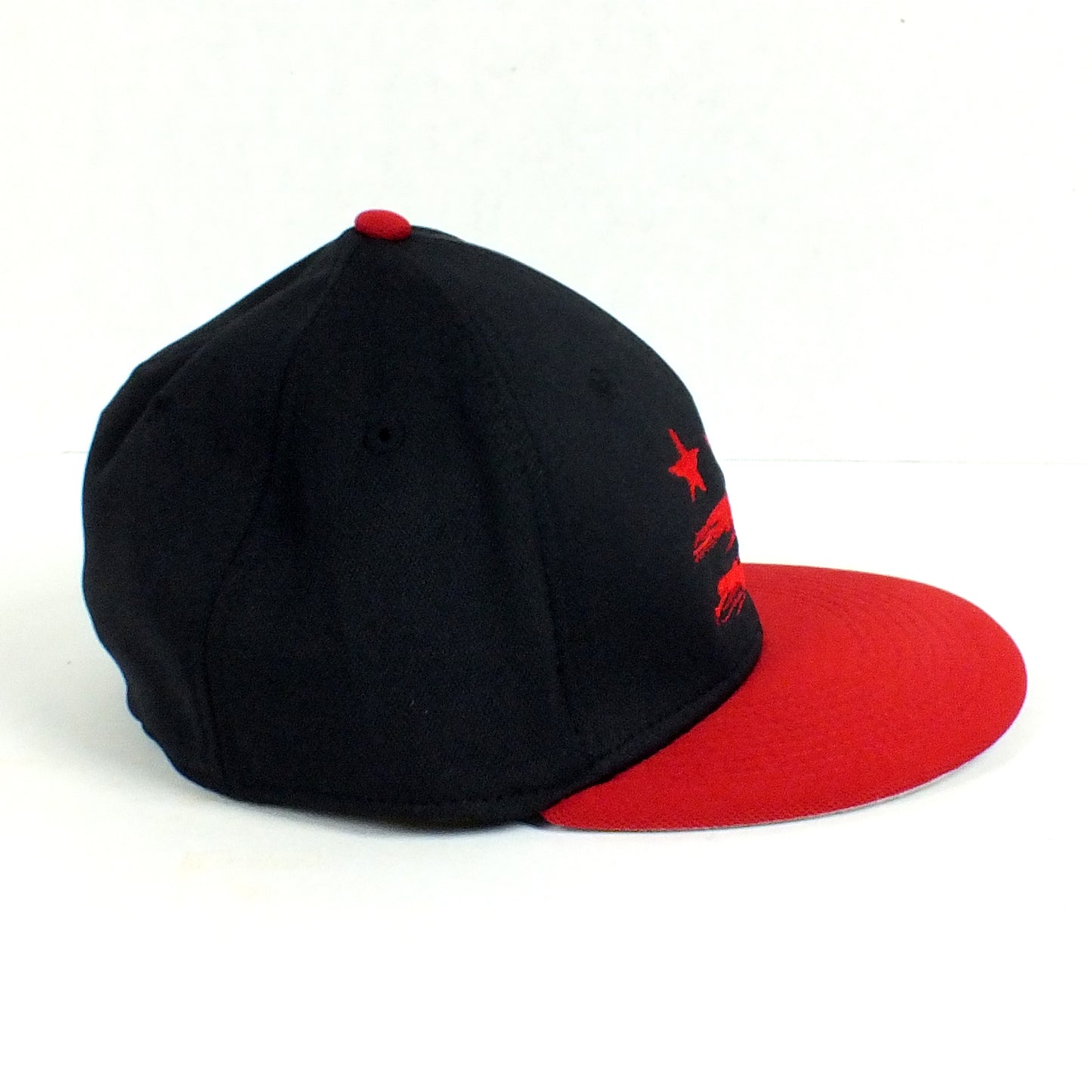 Washington DC Flag Black and Red Fitted Flat Brim Hat